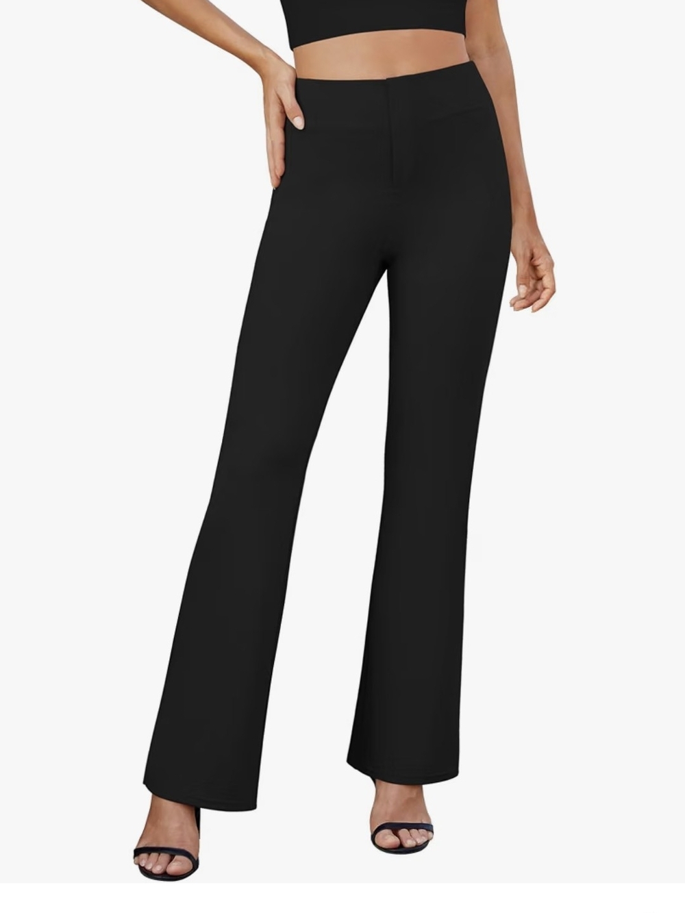 High-Rise Black Flare Ponte Pants